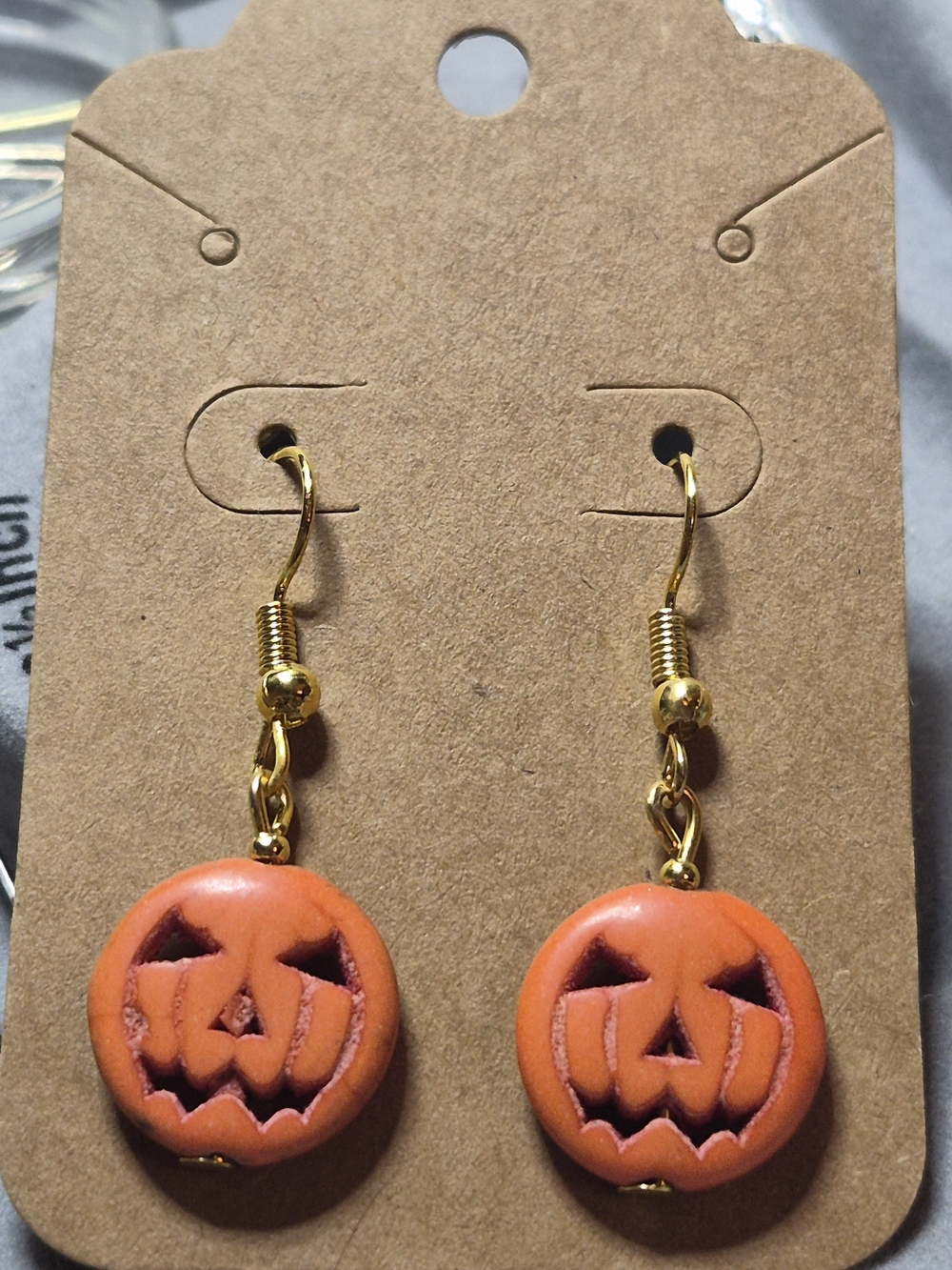 Halloween Pumpkin Drop Earrings - Orange -